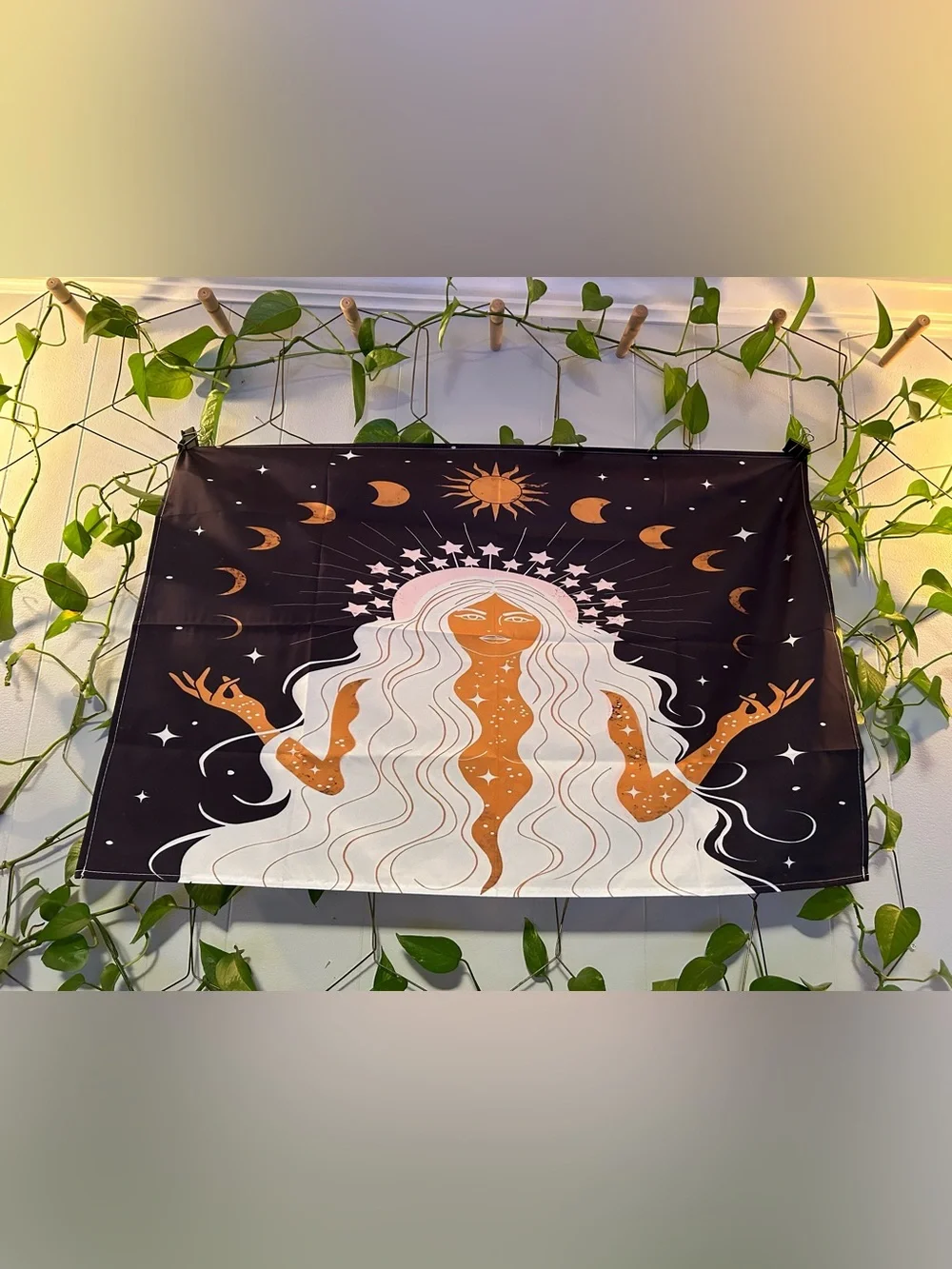 New tapestry home wall decor goddess moon phases star sun gift her queen hippy